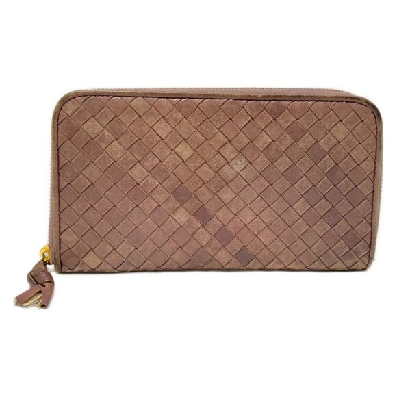 Auth BOTTEGA VENETA Zip Around Wallet, Intrecciato 114076 Light Purple Leather - Picture 1 of 13